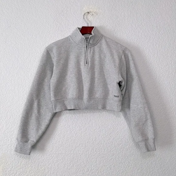 Tna Aritzia Cozy Fleece 1/4 Zip Crop Sweatshirt