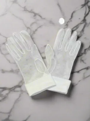 Tulle gloves with wrist cuff