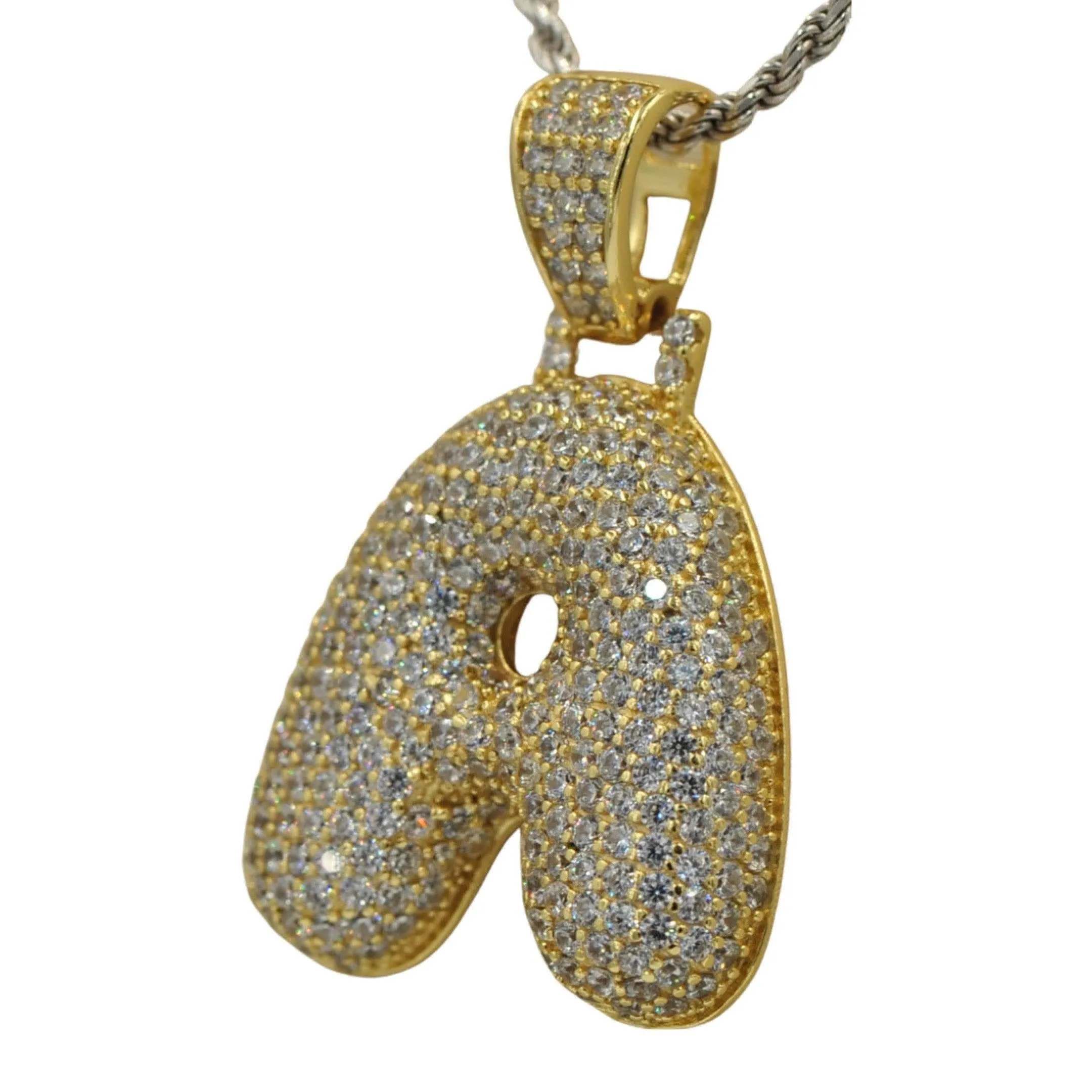 TVJA- Sterling Silver CZ Letter A Pendant