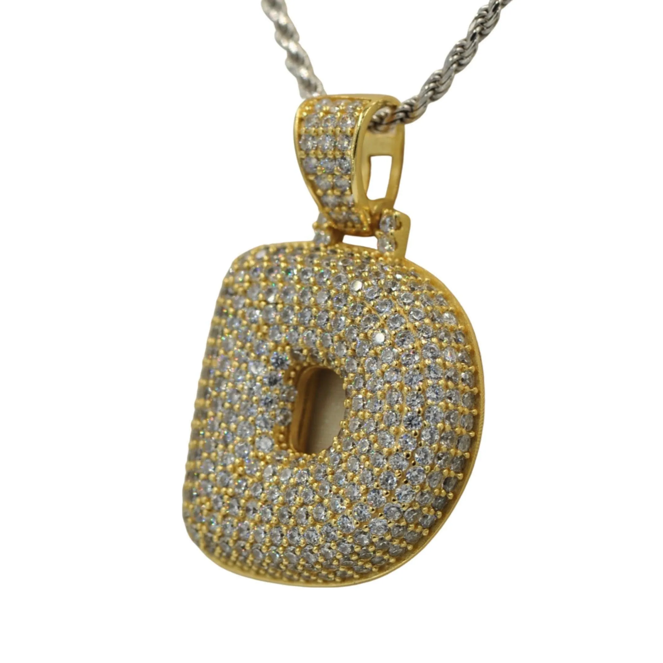 TVJD- Sterling Silver CZ Letter D Pendant