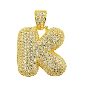 TVJK- Sterling Silver CZ Letter K Pendant