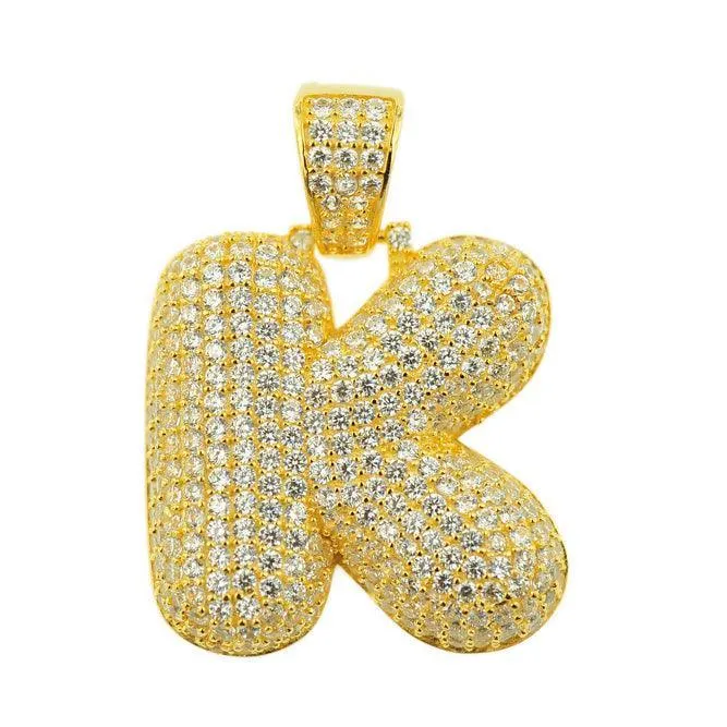 TVJK- Sterling Silver CZ Letter K Pendant