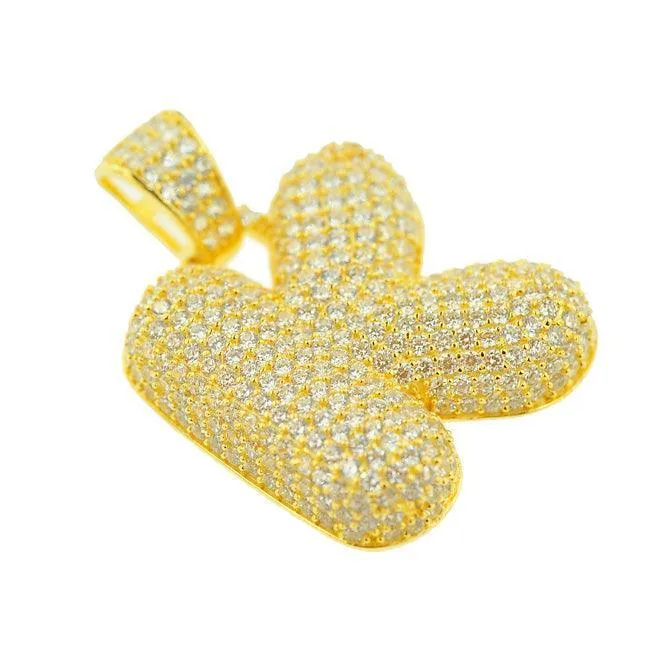 TVJK- Sterling Silver CZ Letter K Pendant