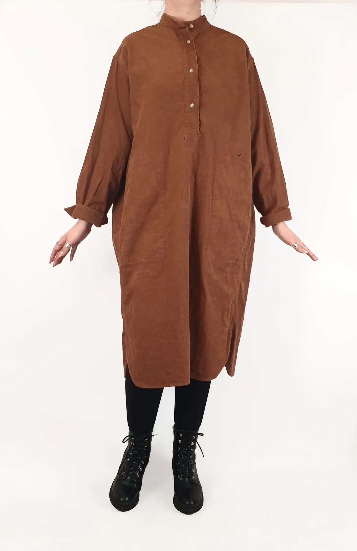 Uniqlo brown cord oversize dress size S (very generous fit, easily fits 12 or 14)