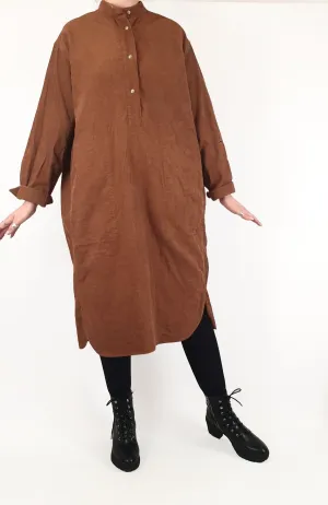 Uniqlo brown cord oversize dress size S (very generous fit, easily fits 12 or 14)