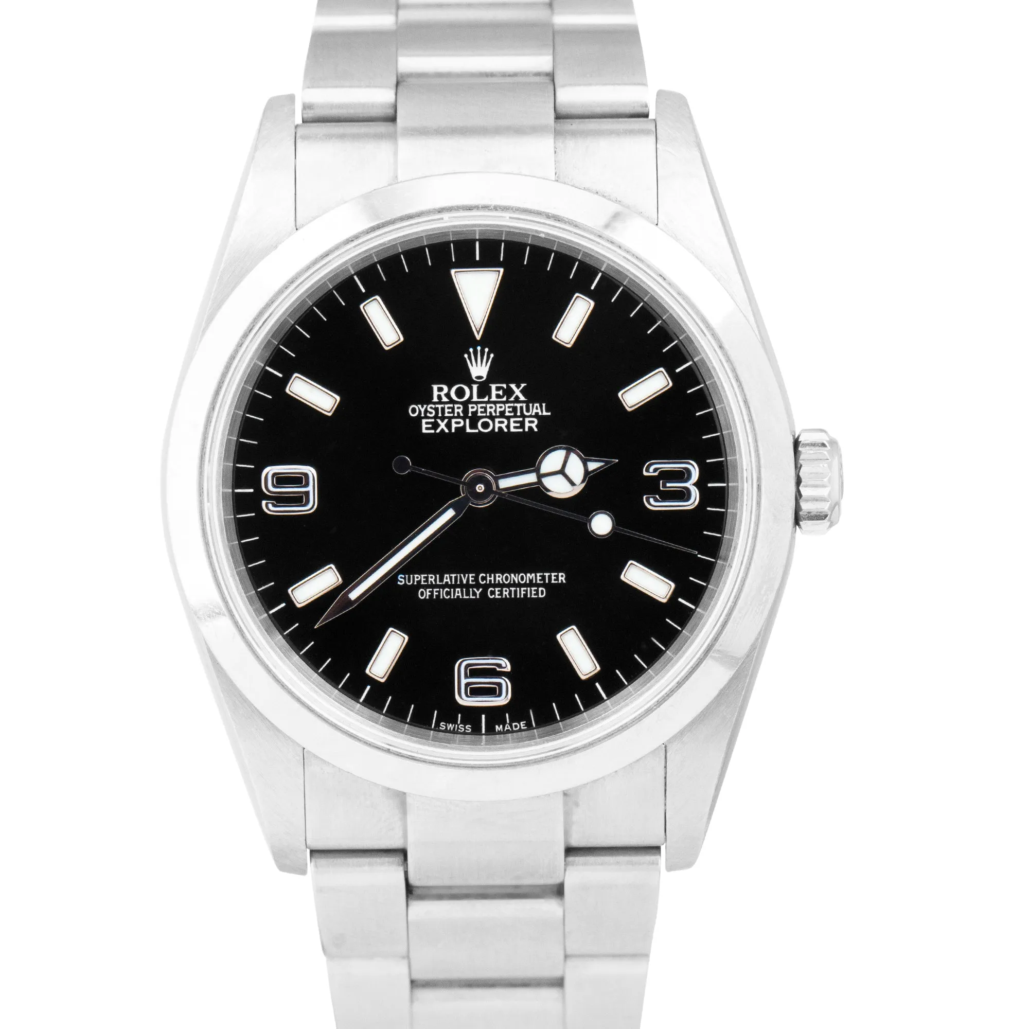 UNPOLISHED 2003 Rolex Explorer I Black Stainless Steel 114270 36mm Watch PAPERS