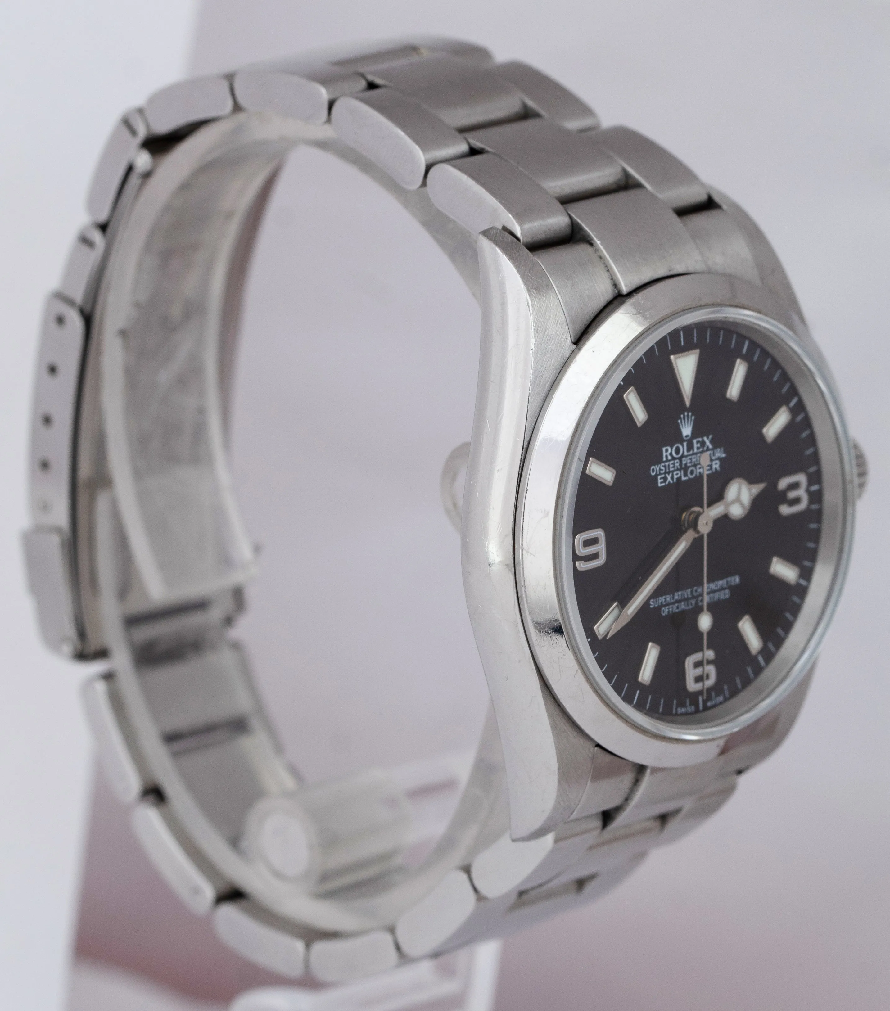 UNPOLISHED 2003 Rolex Explorer I Black Stainless Steel 114270 36mm Watch PAPERS