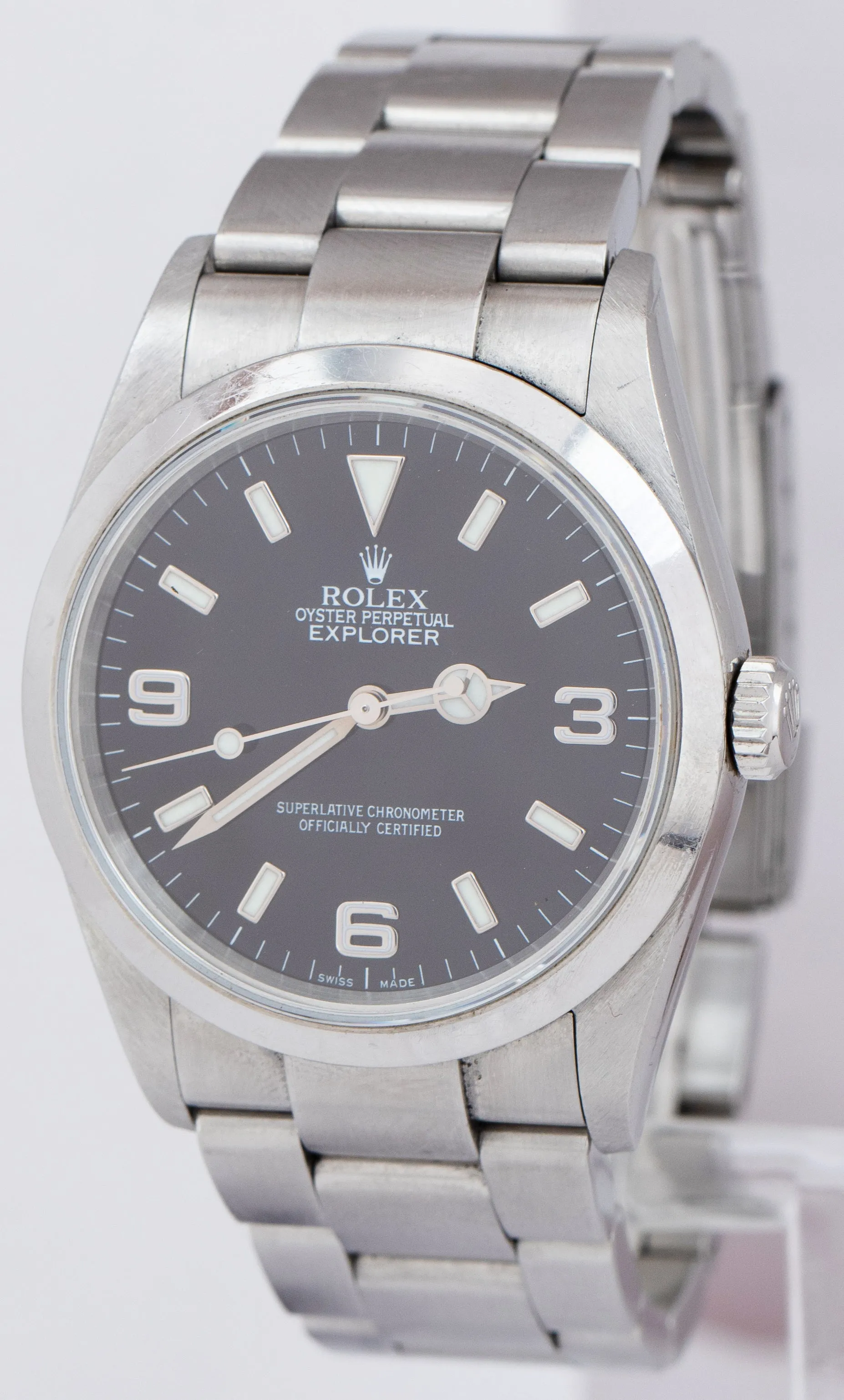 UNPOLISHED 2003 Rolex Explorer I Black Stainless Steel 114270 36mm Watch PAPERS