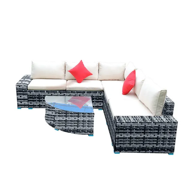 US STOCK Panana 7 Piece Large Outdoor Garden Yard Furnitures set Patio PE Rattan Wicker Sofa with Coffee Table Sectional Set