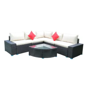 US STOCK Panana 7 Piece Large Outdoor Garden Yard Furnitures set Patio PE Rattan Wicker Sofa with Coffee Table Sectional Set