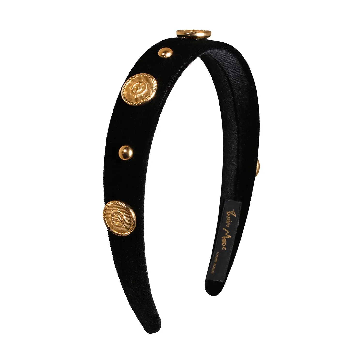 Velvet Stud Embellished 3 cm Flat Headband