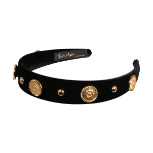 Velvet Stud Embellished 3 cm Flat Headband