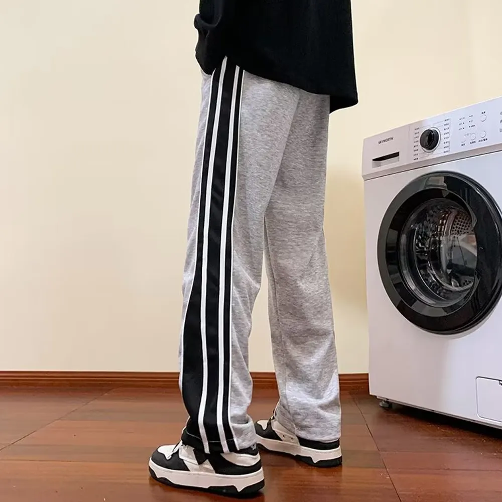 Versatile Contrast Color Straight Leg Sweatpants