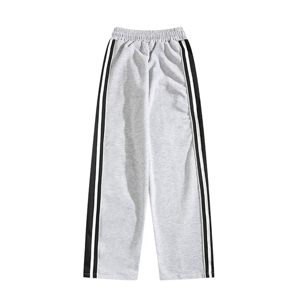 Versatile Contrast Color Straight Leg Sweatpants