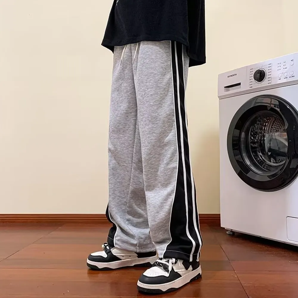 Versatile Contrast Color Straight Leg Sweatpants