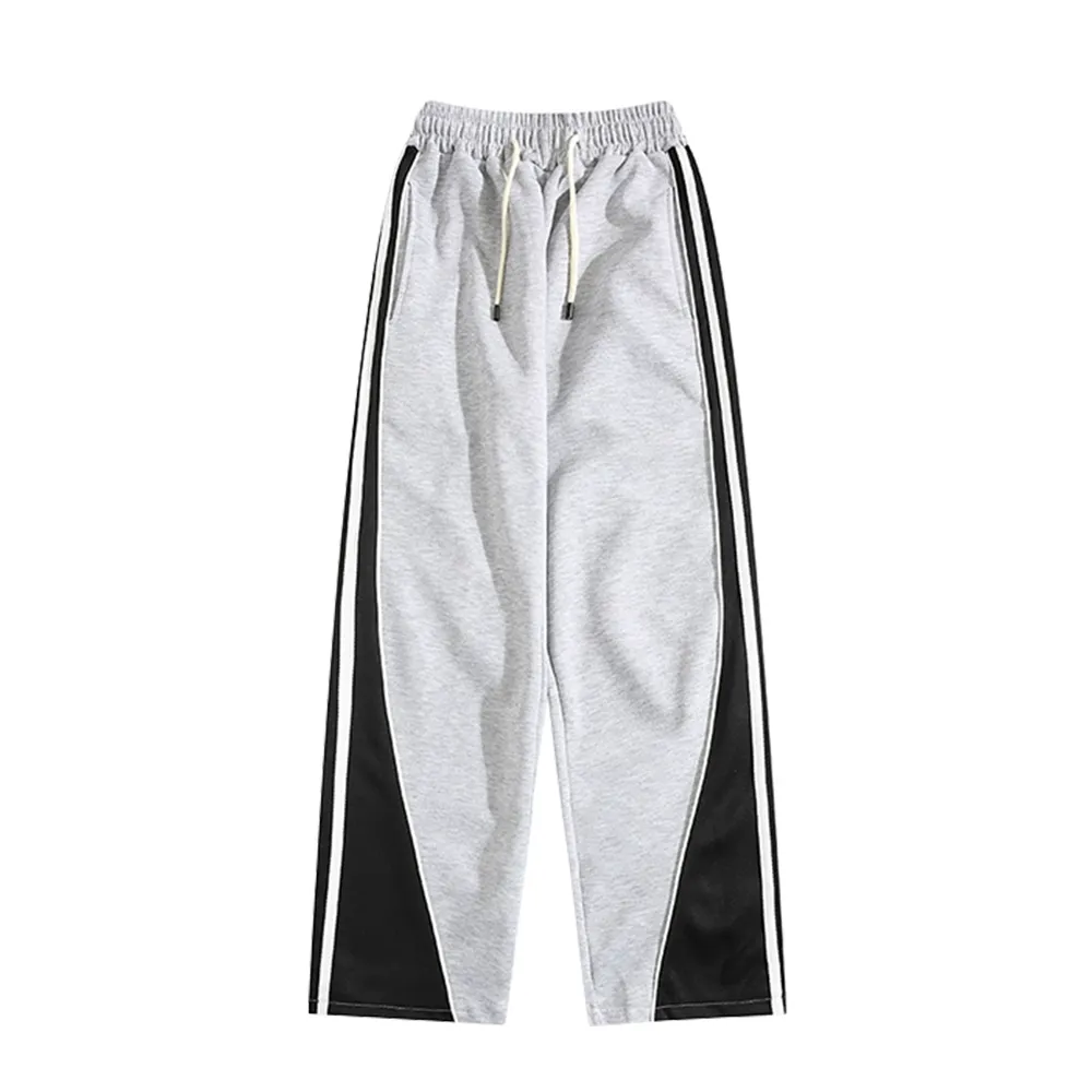Versatile Contrast Color Straight Leg Sweatpants