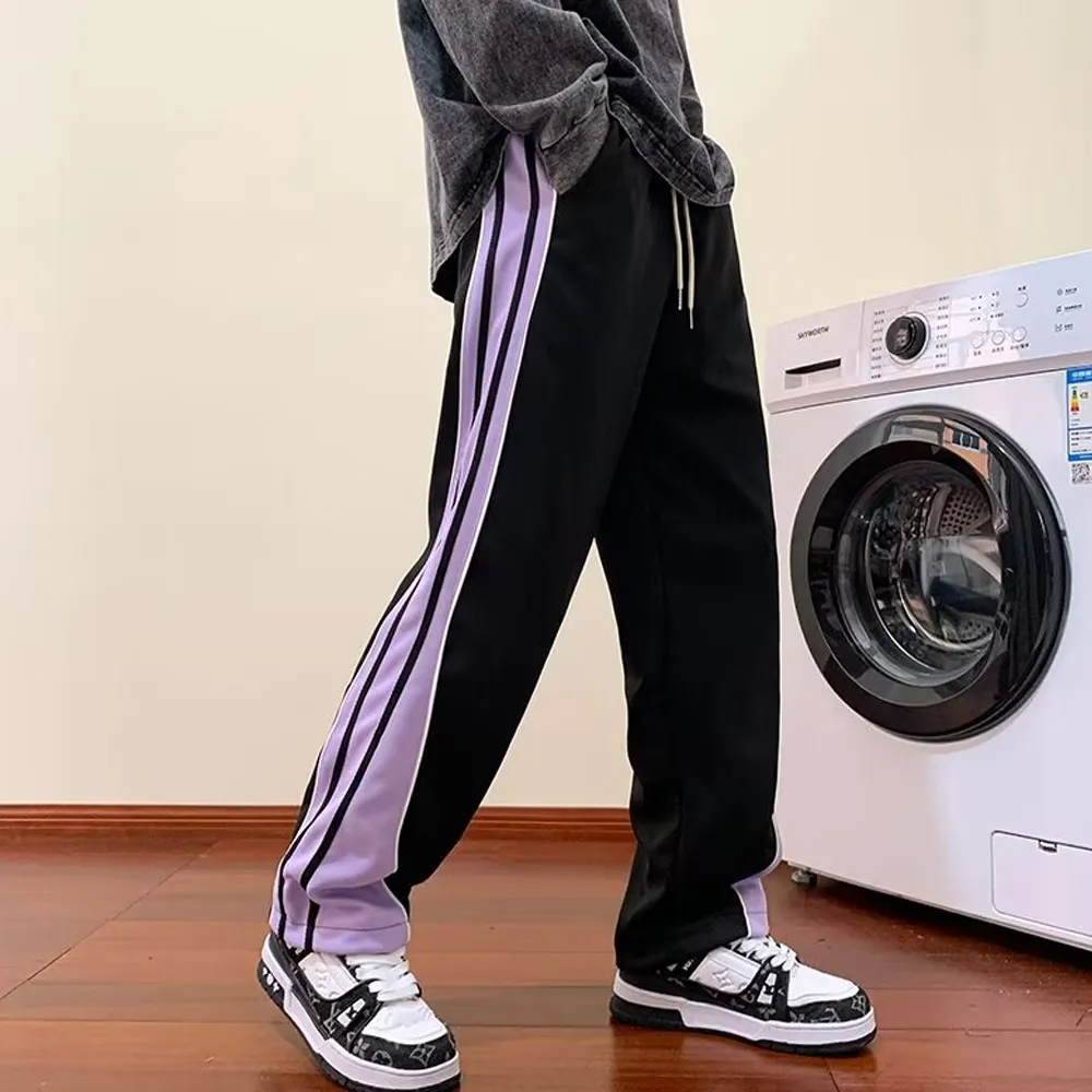 Versatile Contrast Color Straight Leg Sweatpants