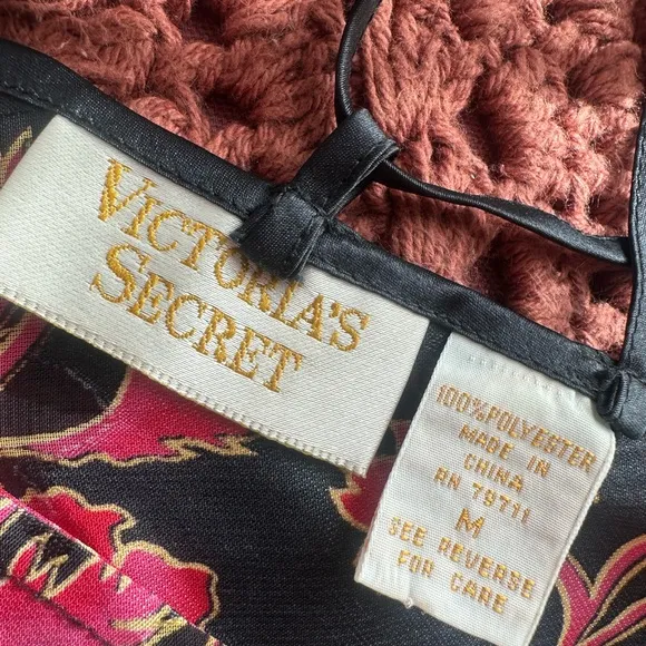 Victoria’s Secret Gold Label Floral Sheer Black Red Bodysuit lingerie high leg