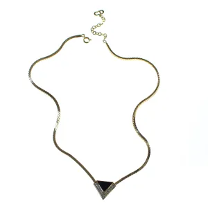Vintage 1980s Christian Dior Modernist Black Geometric Pendant with Diamante Crystals