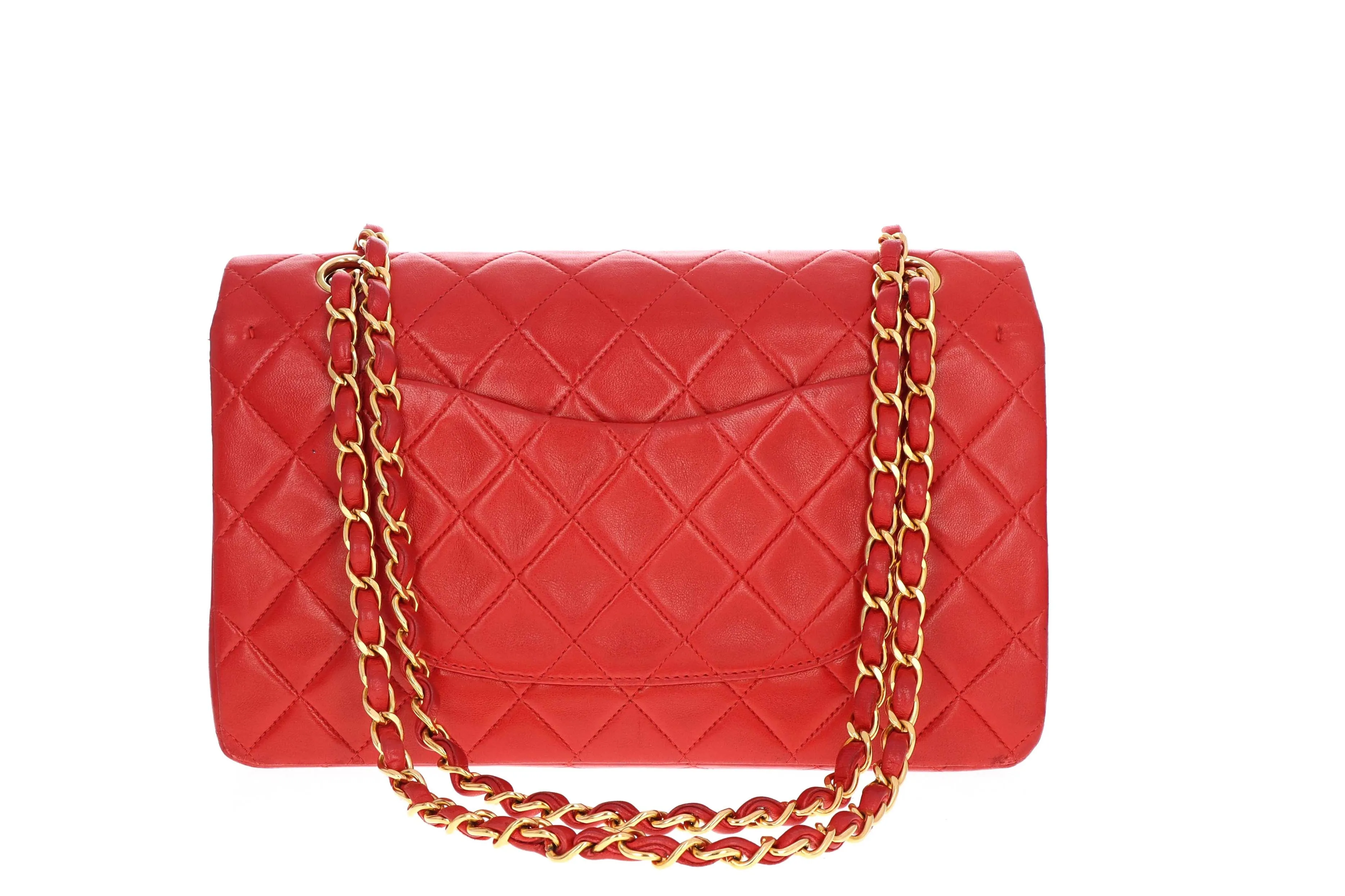 Vintage Chanel Medium Red Lambskin Double Flap Bag