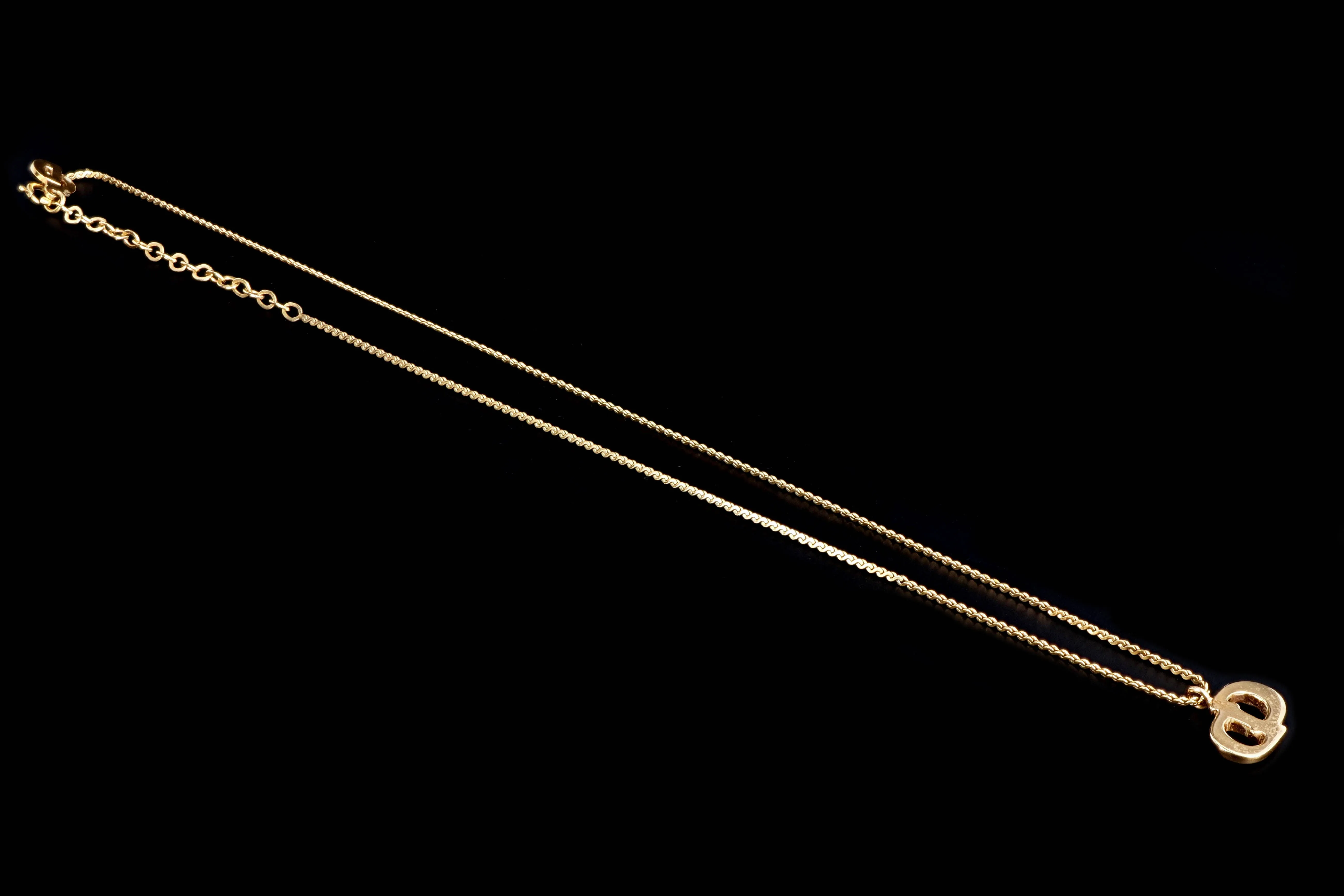 Vintage Dior Logo Pendant Necklace