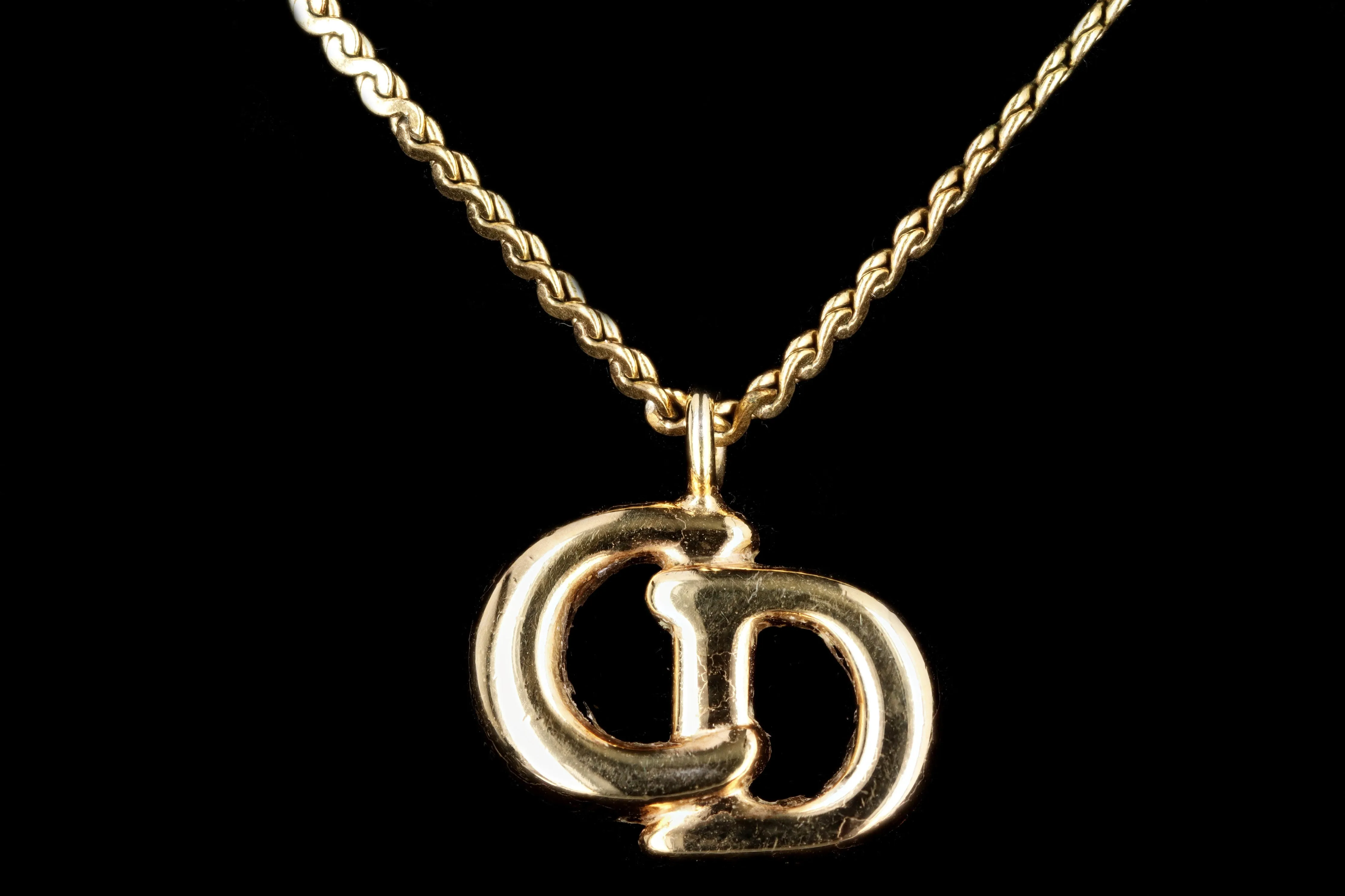 Vintage Dior Logo Pendant Necklace