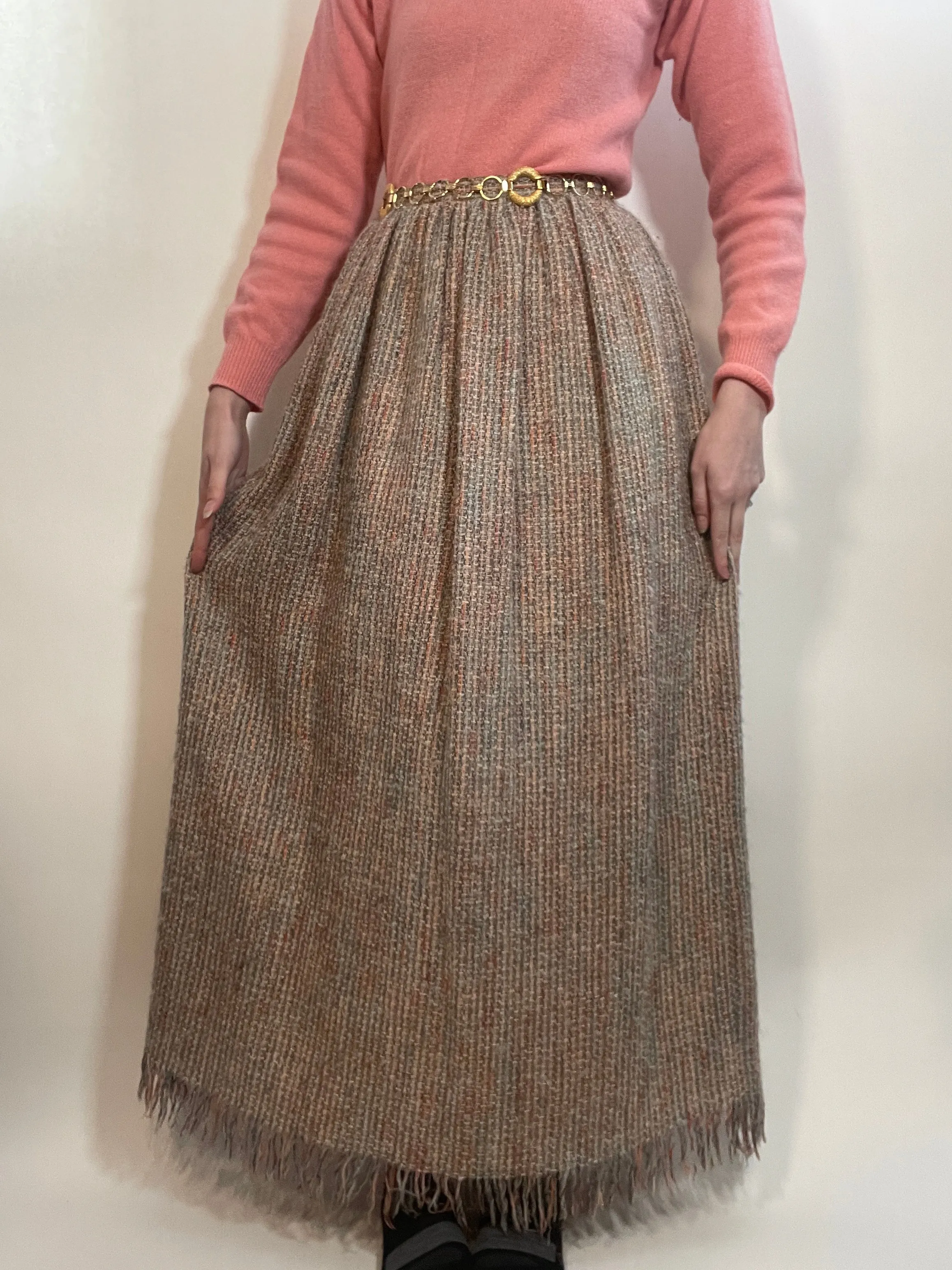 VTG 70s Tweed Nubby Long Skirt by John Meyer