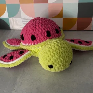 Watermelon Turtle Crochet Plush