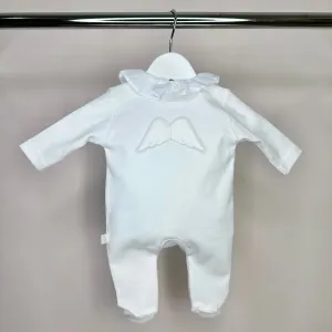 White Frilly Collar Cotton Angel Wing Babygrow