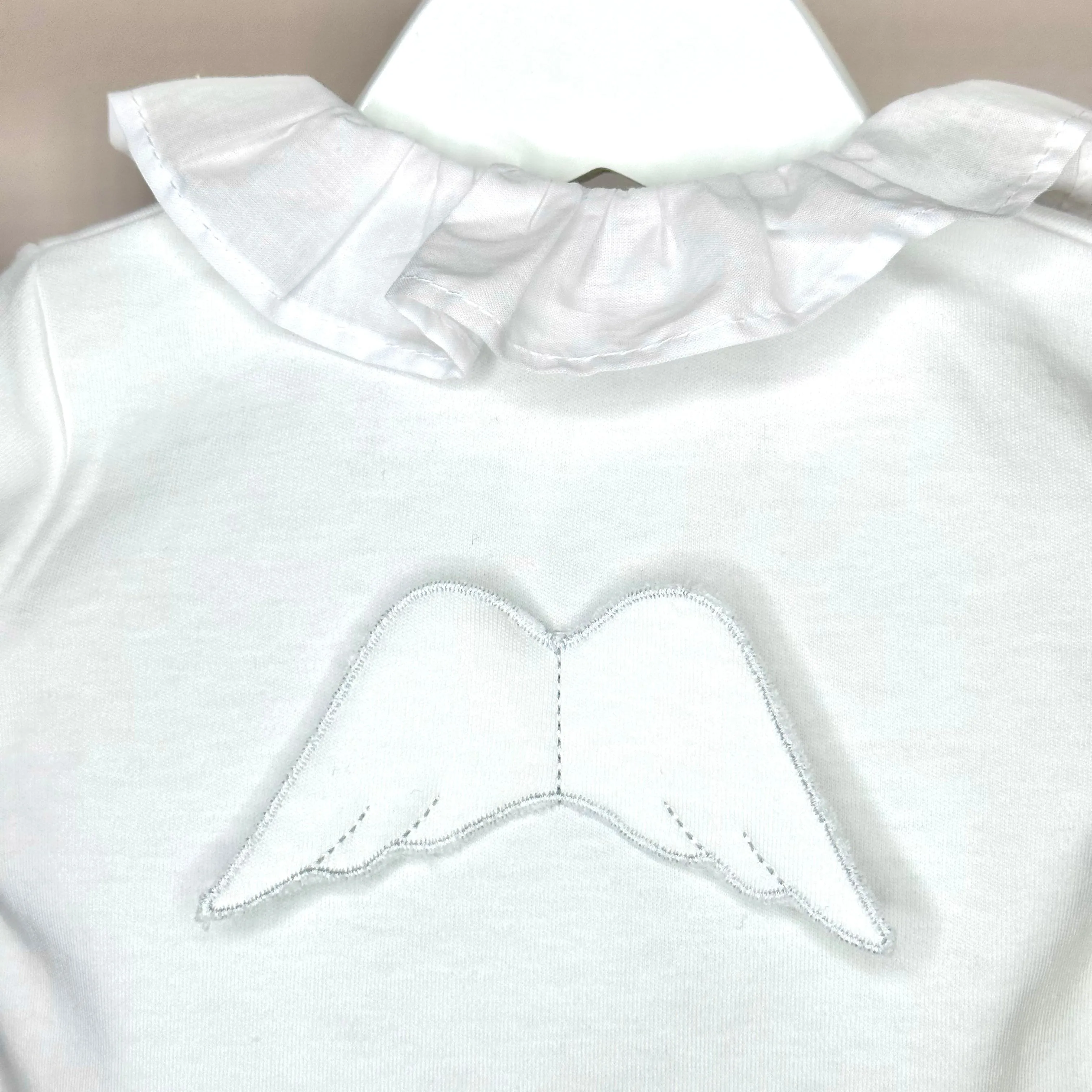 White Frilly Collar Cotton Angel Wing Babygrow