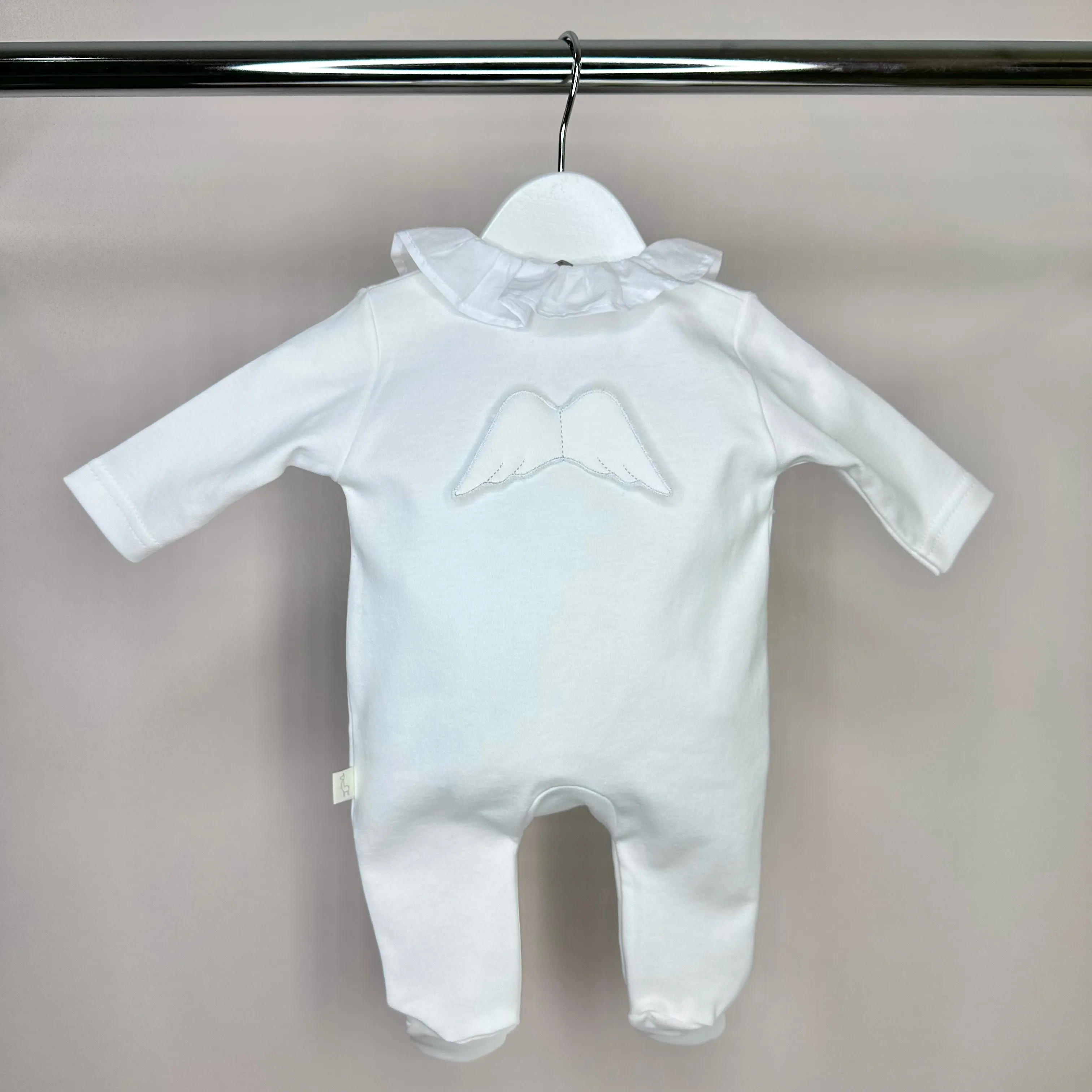 White Frilly Collar Cotton Angel Wing Babygrow