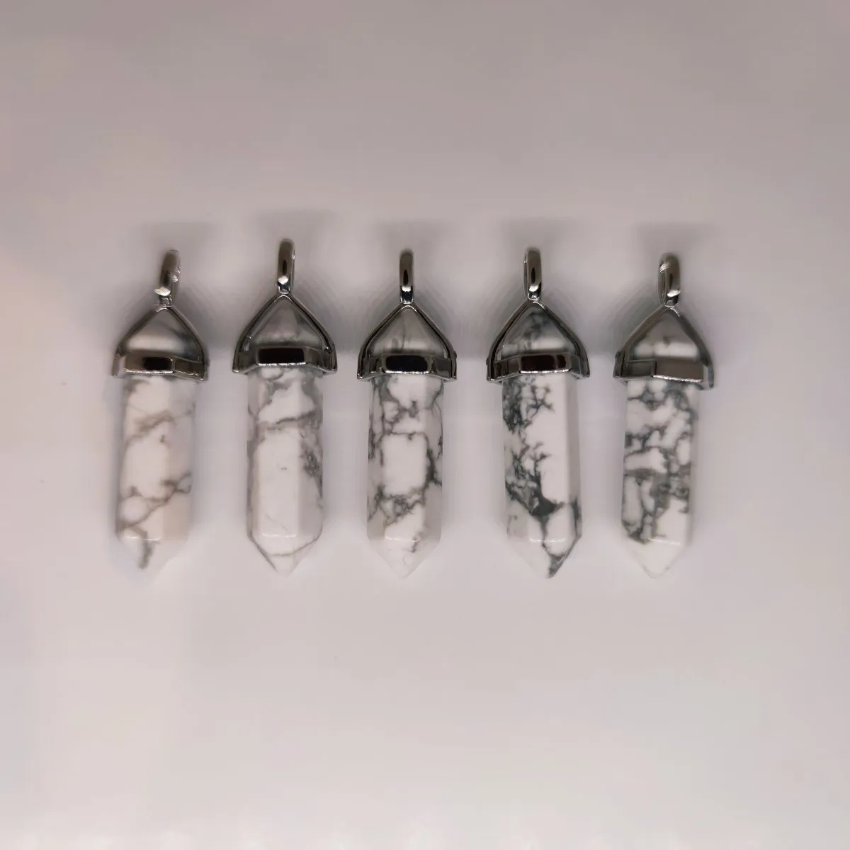 White Howlite Crystal Point Pendant