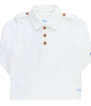 White Long Sleeve Polo