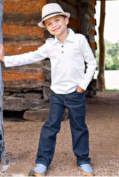 White Long Sleeve Polo