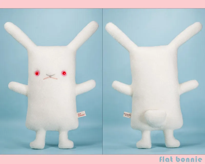 White Rabbit plush - Handmade stuffed animal toy - REW - Red Eye White