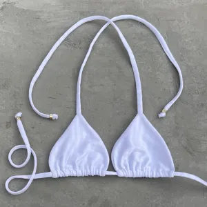 White Striped Triangle Bikini Top