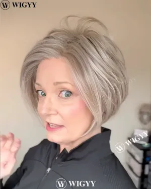 Wigyy Straight Grey Elegant Bob Wig