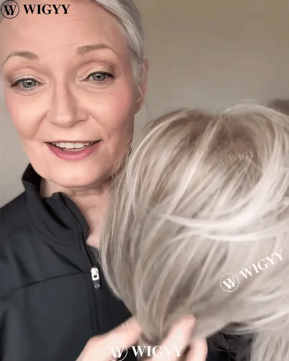 Wigyy Straight Grey Elegant Bob Wig