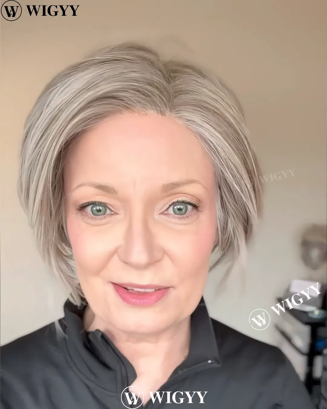 Wigyy Straight Grey Elegant Bob Wig