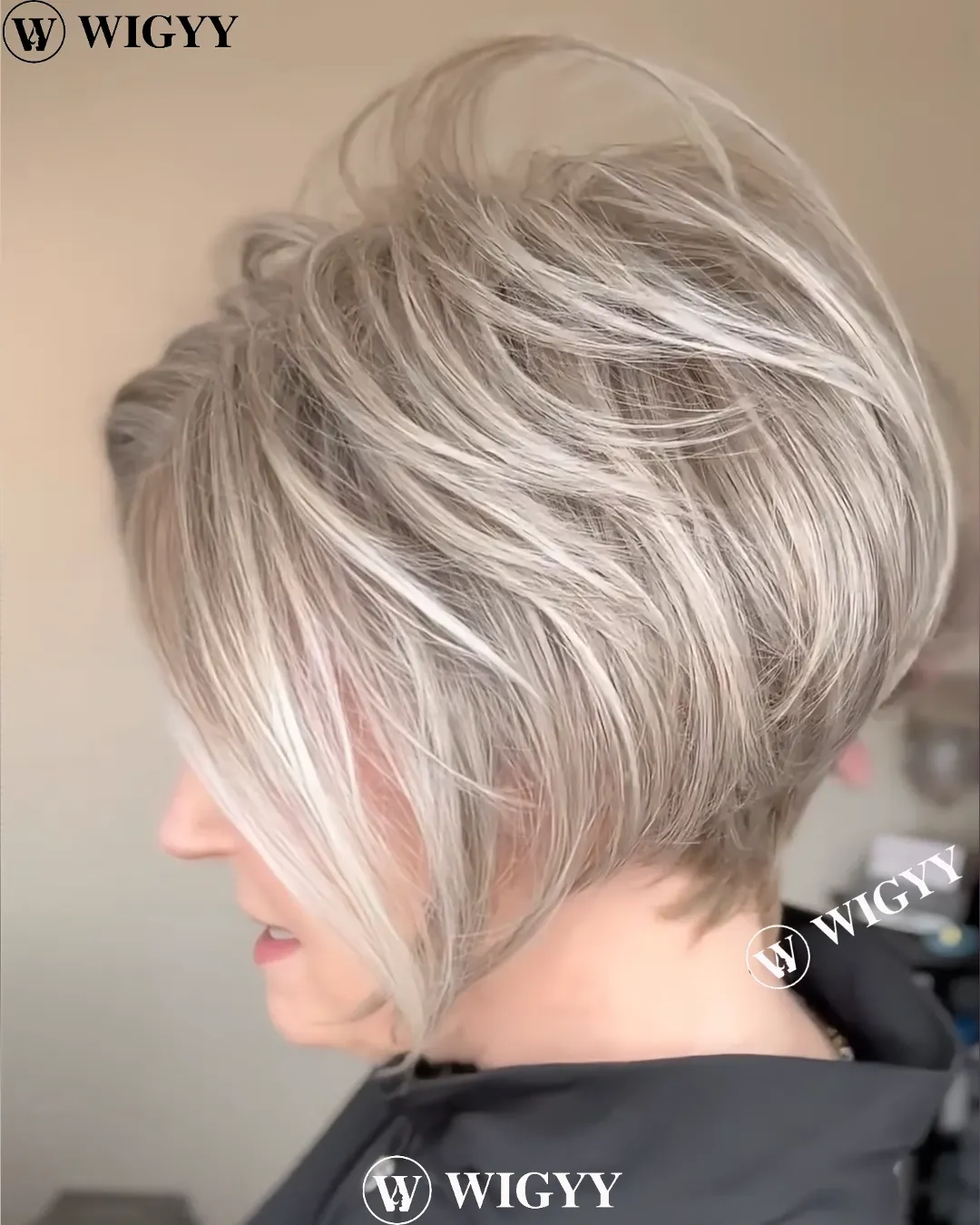 Wigyy Straight Grey Elegant Bob Wig