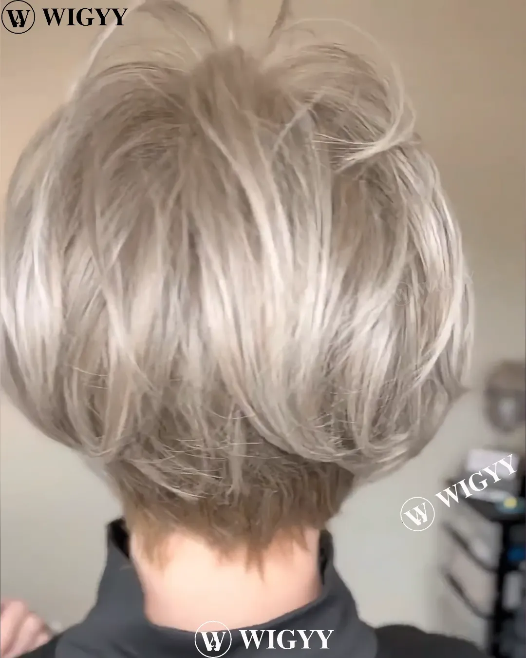 Wigyy Straight Grey Elegant Bob Wig