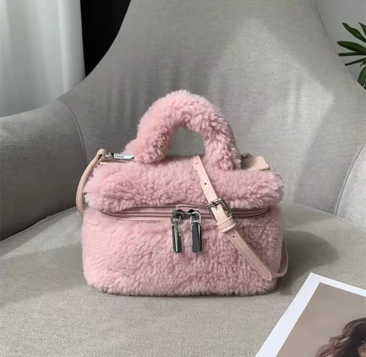 Winter Cashmere Fur Tote Bag
