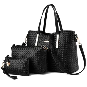 Women's Bag Woven Mother And Child Bag Three Piece Set Women's Bag Large Capacity One Shoulder Handheld Crossbody Bag