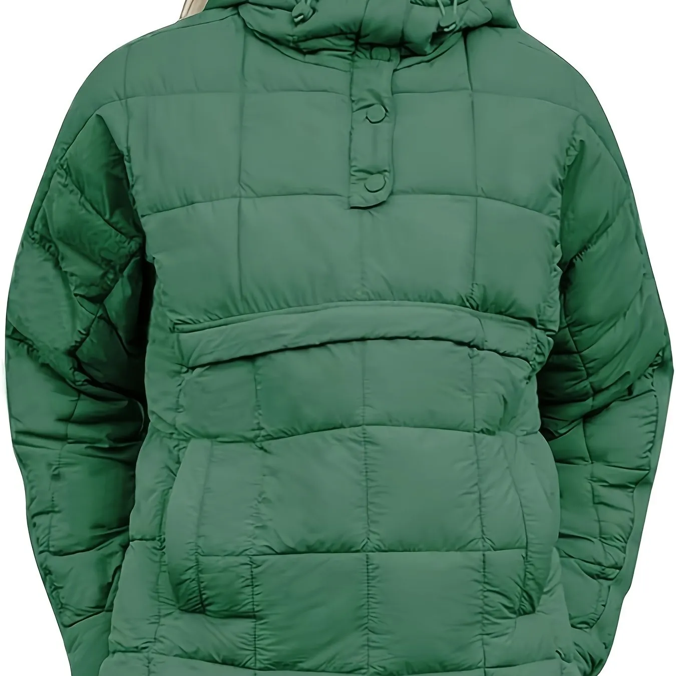 Womens Oversized Quilted Hooded Pullover Jacket
