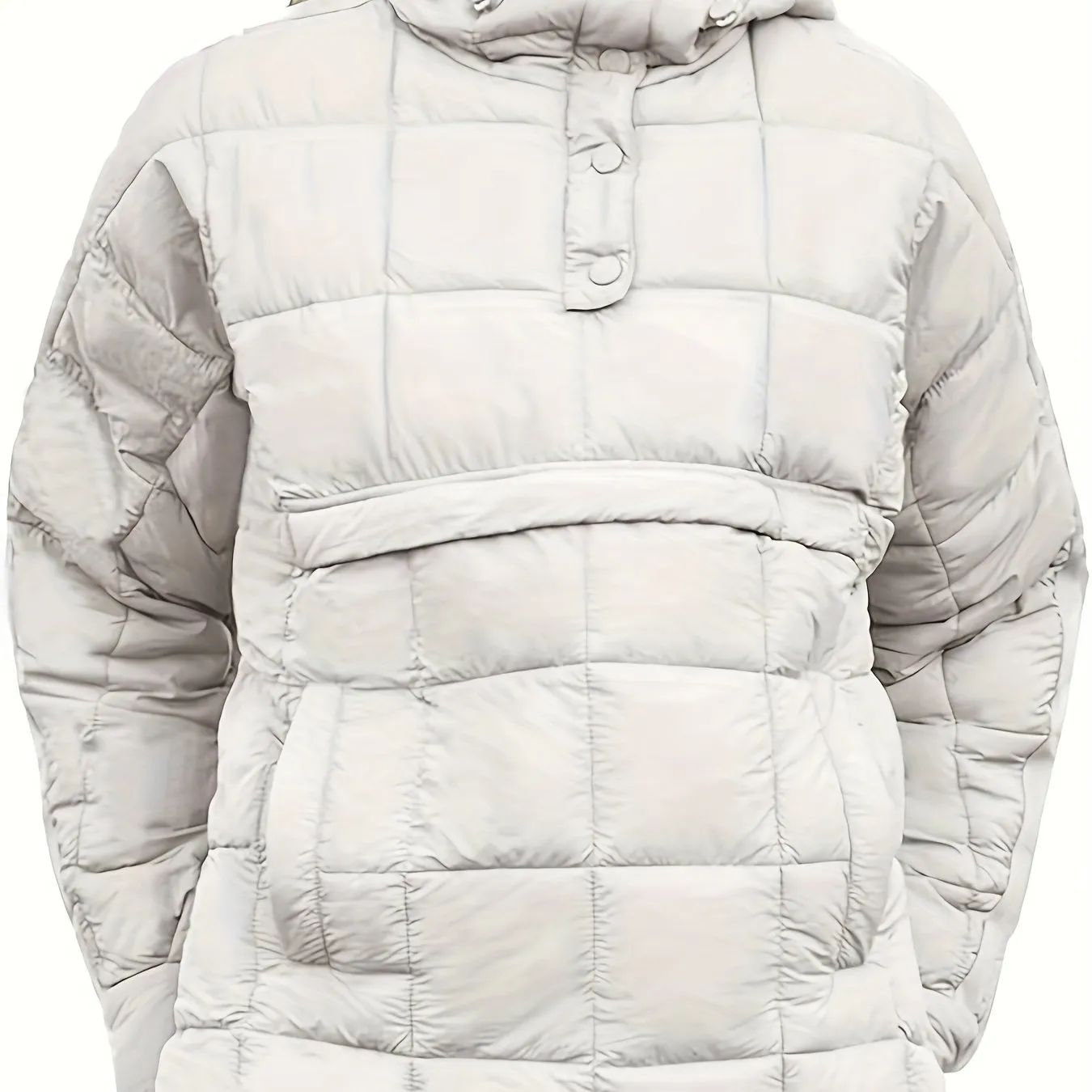 Womens Oversized Quilted Hooded Pullover Jacket