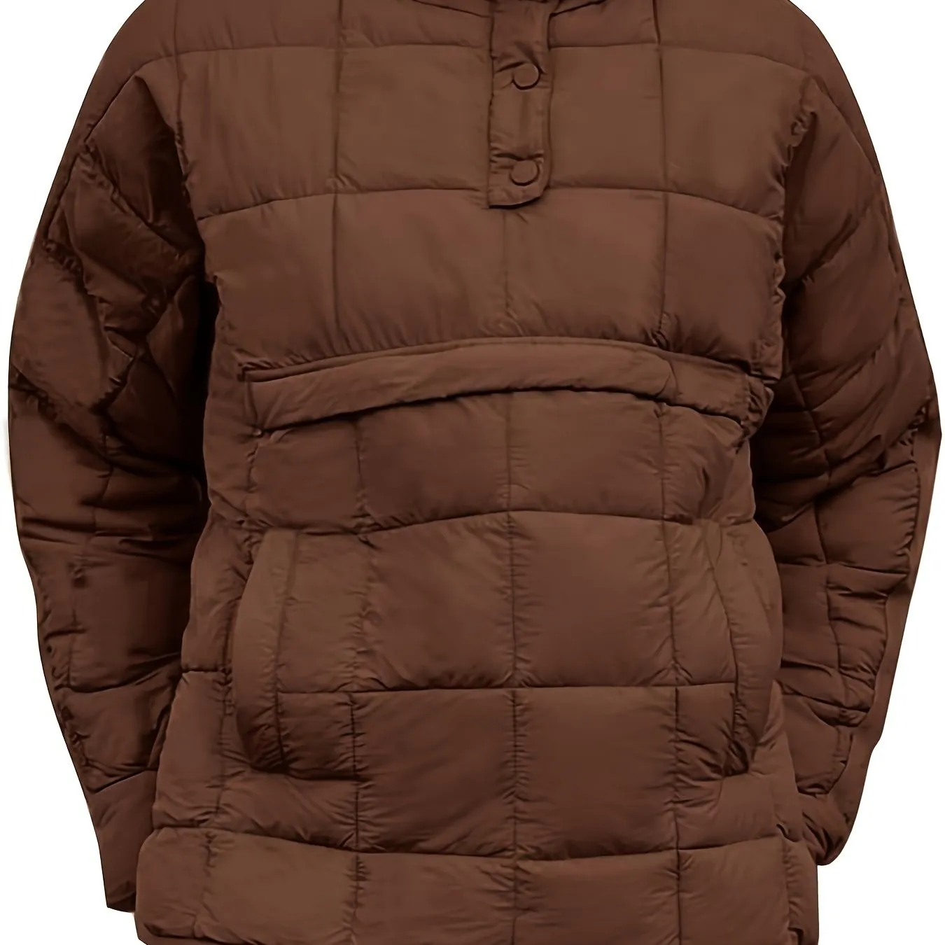 Womens Oversized Quilted Hooded Pullover Jacket