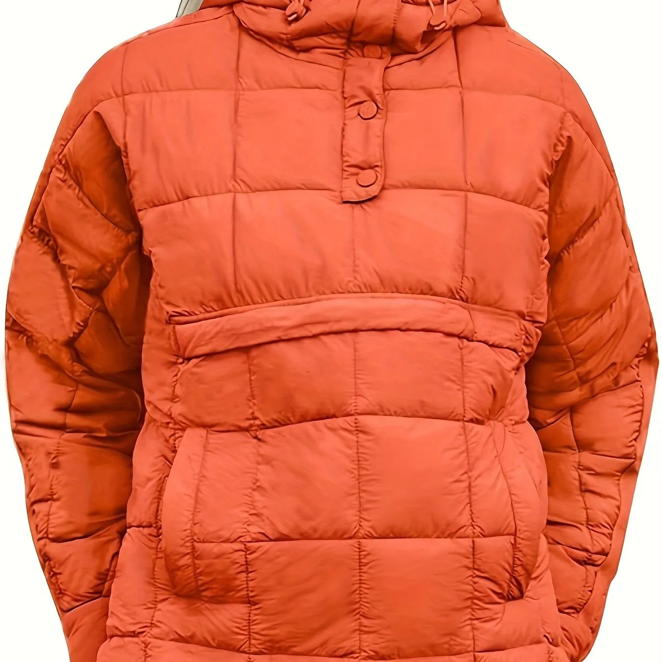 Womens Oversized Quilted Hooded Pullover Jacket