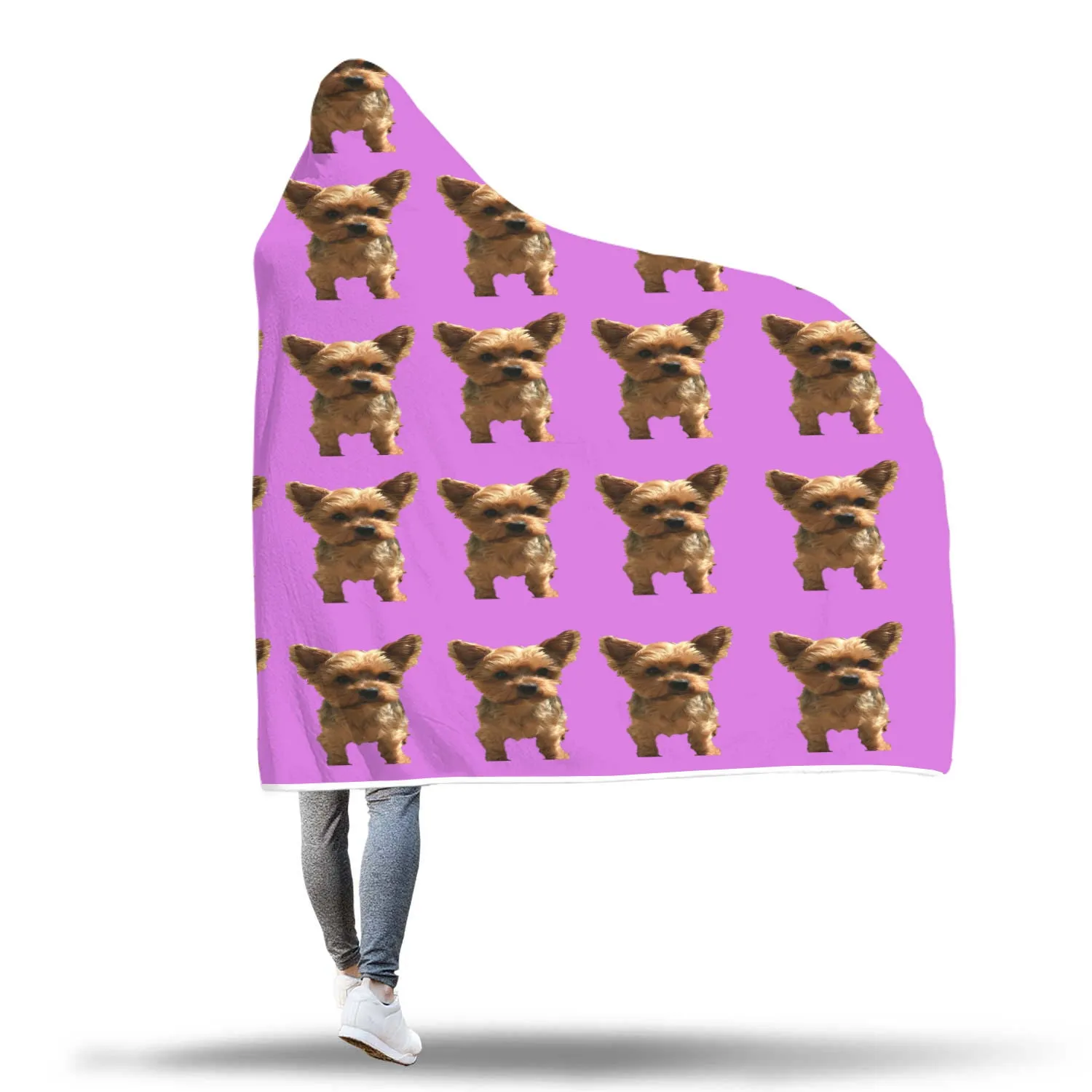 Yorkshire Terrier Hooded Blanket - Pink