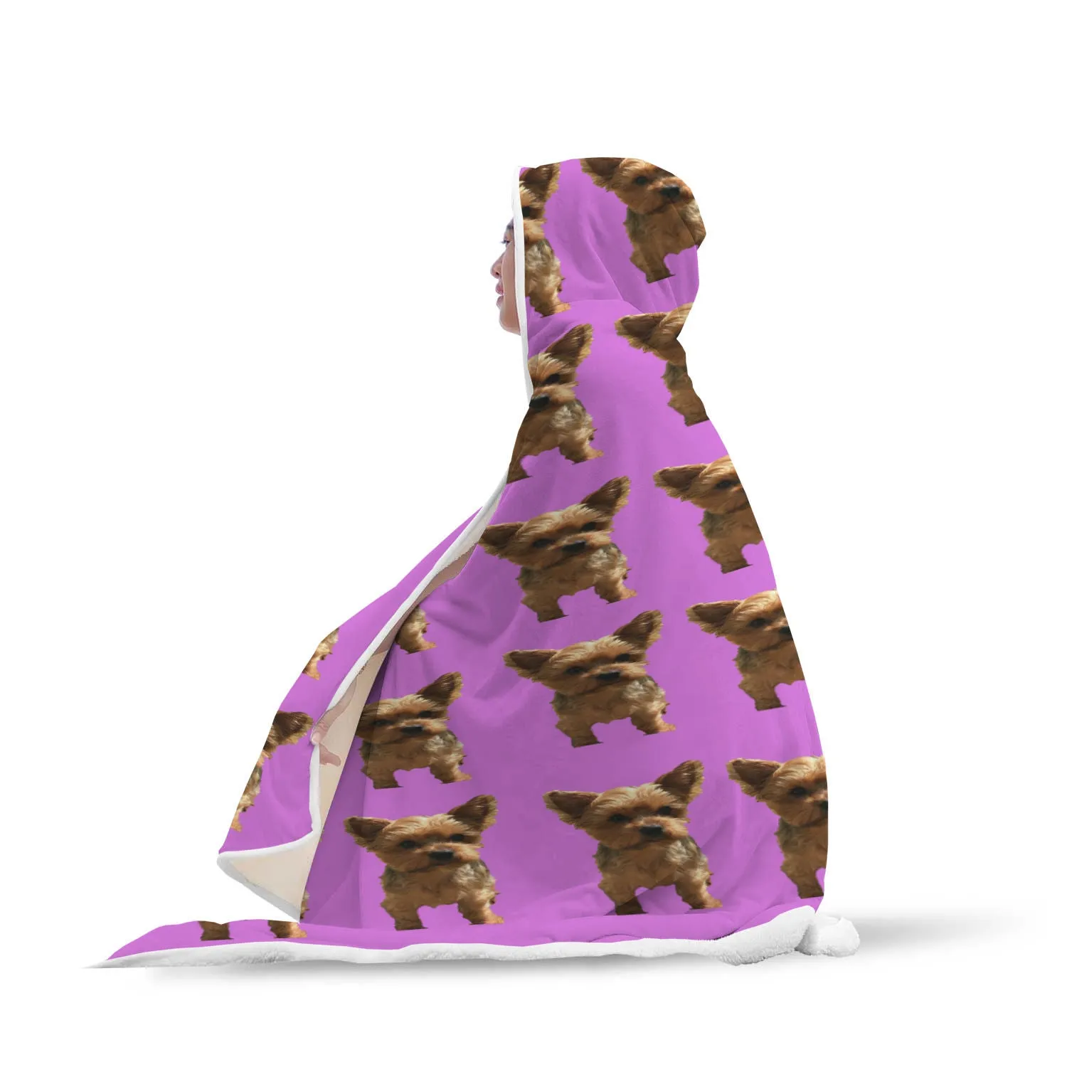 Yorkshire Terrier Hooded Blanket - Pink