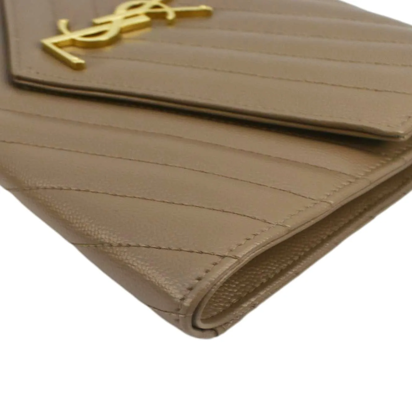 YVES SAINT LAURENT Cassandre Flap Leather Pouch Beige